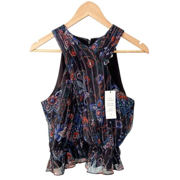 NWT Veronica Beard Kailani Silk Floral Black Halter Sleeveless Top size 8 - Picture 3 of 10